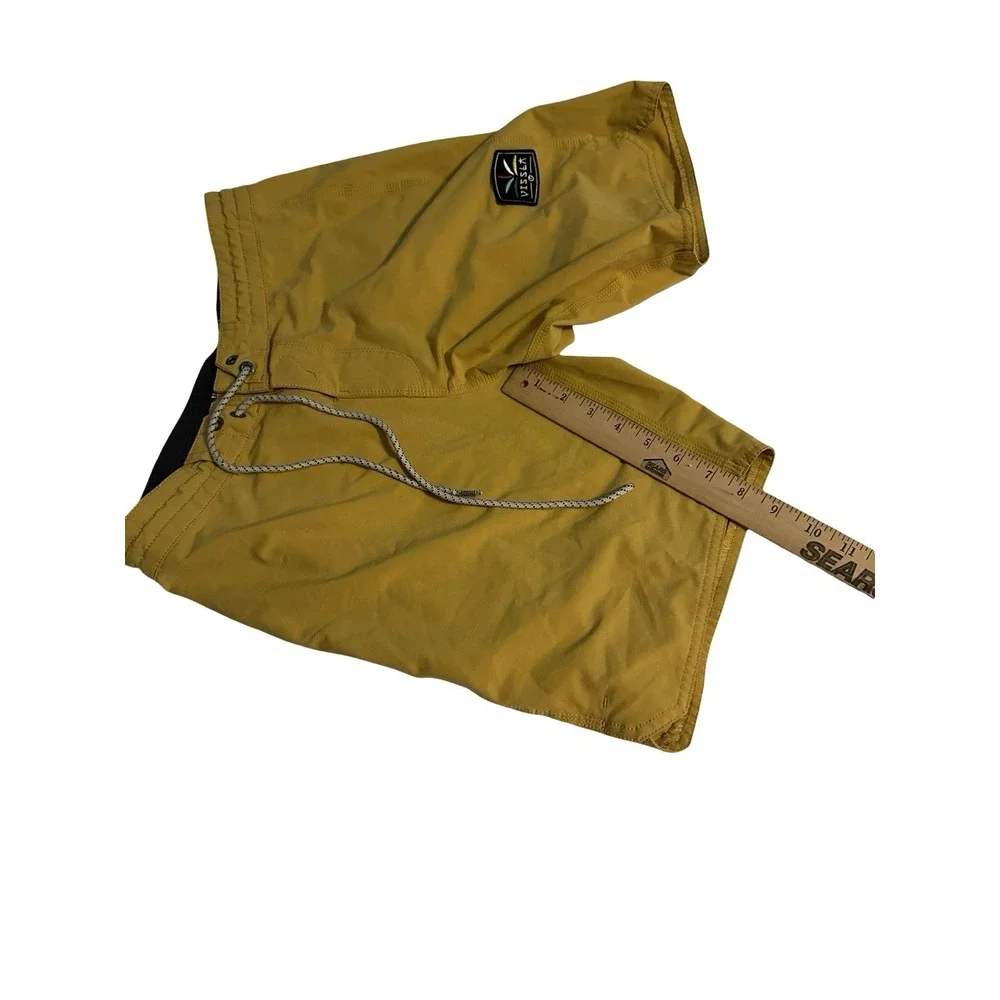 Vissla Board Shorts Men 28‎ Mustard Yellow Solid Swim Trunks Pocket Board Shorts